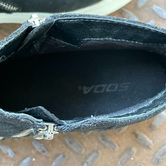 Soda Women shoes Black Mid Top Black Faux Suede Upper Shoes Size 10 - Picture 11 of 12